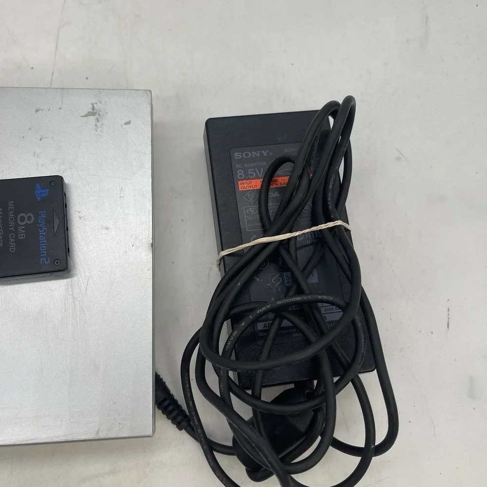 Sony PlayStation 2 PS2 Slim Silver Console SCPH-79001 Working Mem Card, Cords